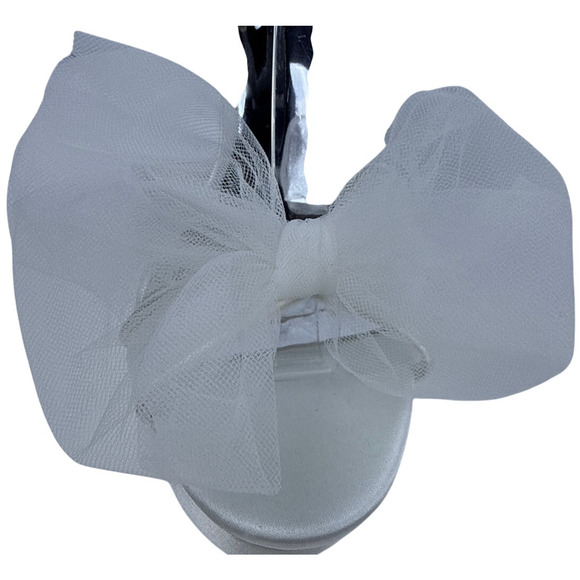 Badgley Mischka Sophie Platform Sandal Womens 9 Block Stiletto Tulle Bow Buckle - Picture 13 of 13